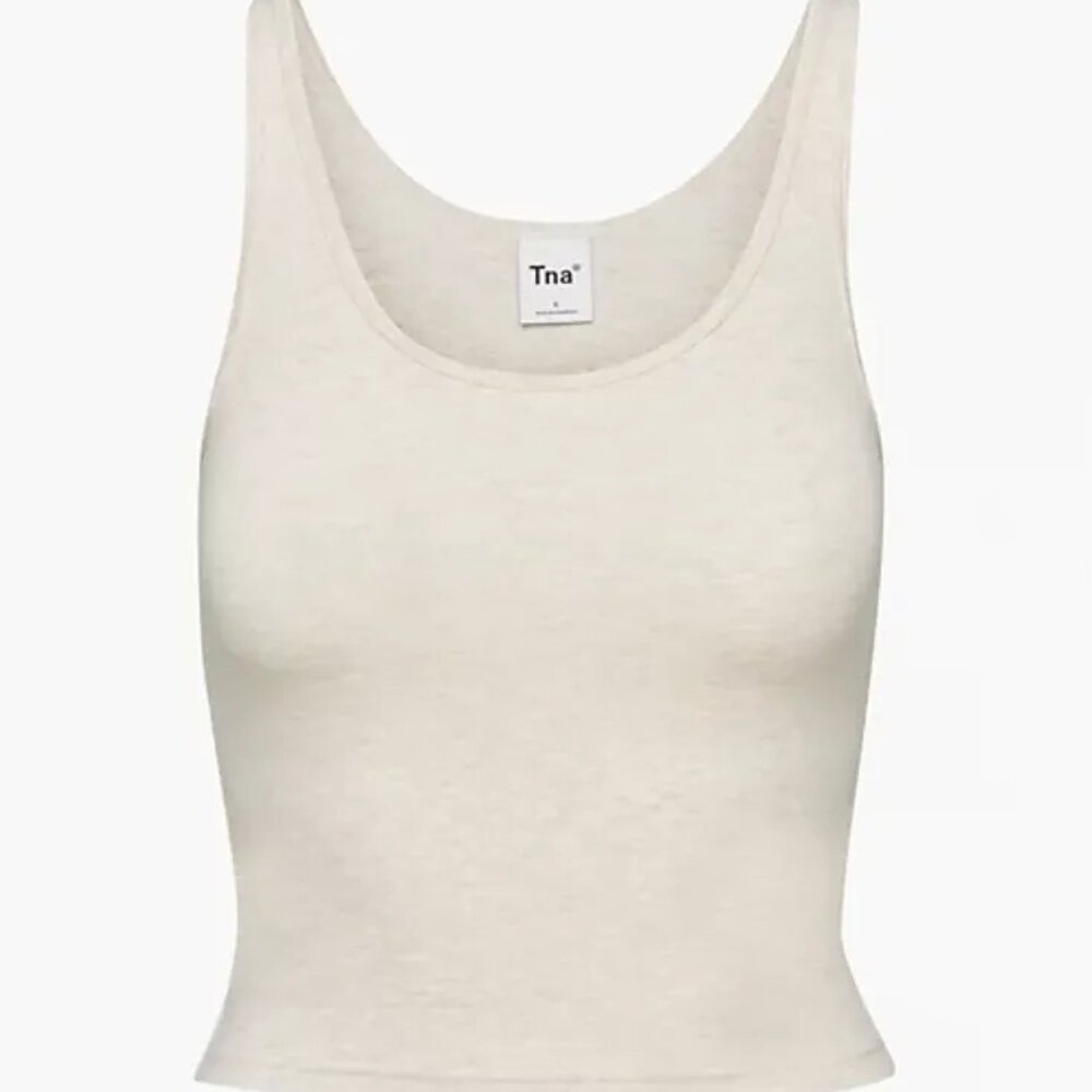 TNA / Aritzia Heather Light Oatmeal Chill Bergman Tank, Scoopneck tank top